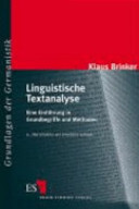 Linguistische Textanalyse : eine Einführung in Grundbegriffe und Methoden