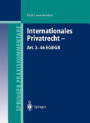 Internationales Privatrecht : Art. 3-46 EGBGB