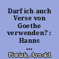 Darf ich auch Verse von Goethe verwenden? : Hanns Eislers Goethe-Kompositionen